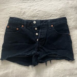 Levi's Black Jean Shorts with Button Detail